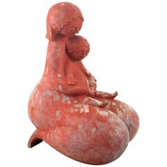 Mother And Child Terra Cotta Sculpture