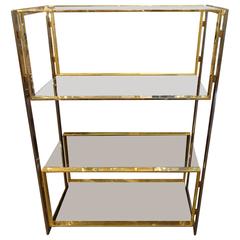 Mid-20th Century, Italian Brass Chrome Shelving Unit