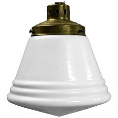 Small Stepped Opaline Pendant Light, 1930s