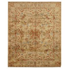 Square Antique Oushak Rug with Neutral All-Over Floral Design and Hints of Color 11