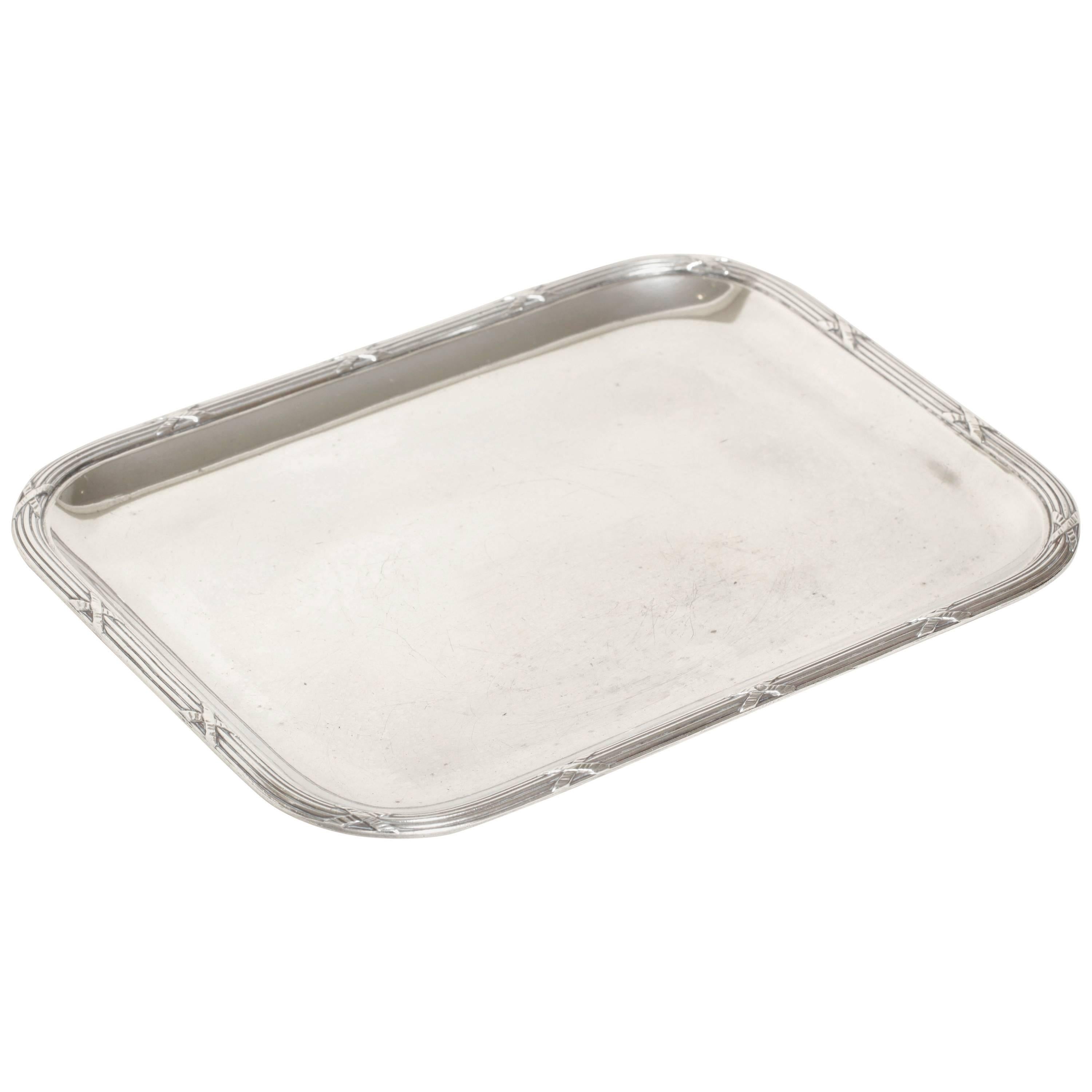 Charles Tirbour French Art Deco Small Rectangular Sterling Silver Tray