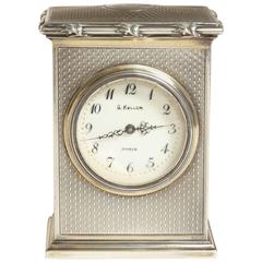 Gustave Keller Freres Sterling Silver Gilt Clock