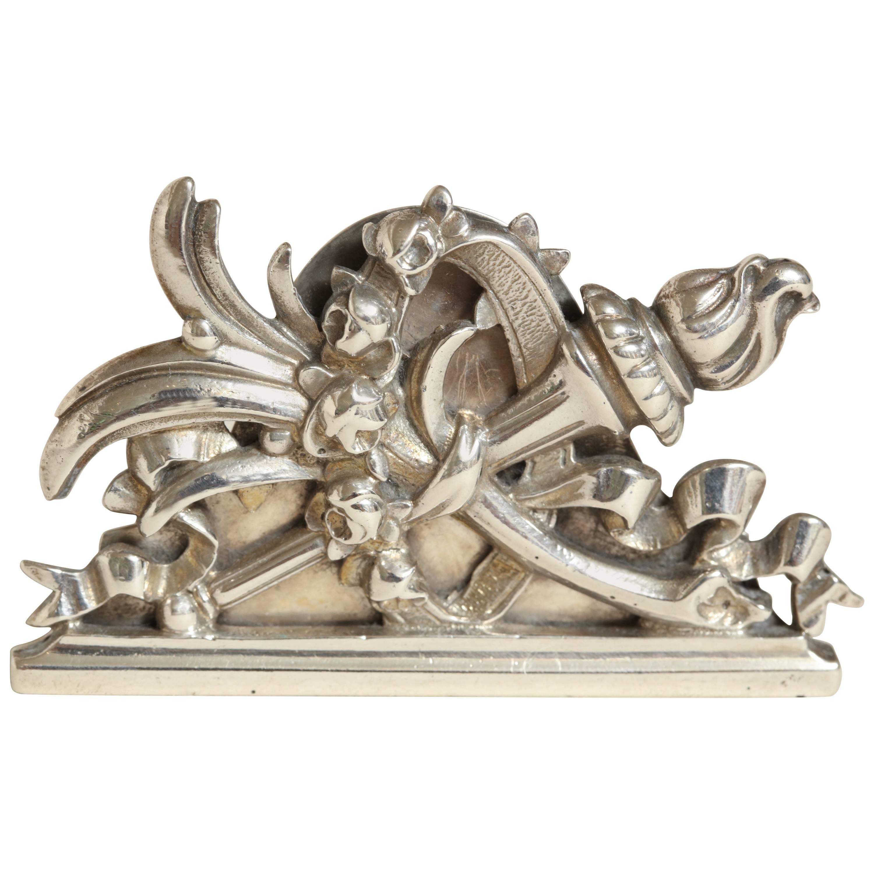 Amelie Cardeilhac Sterling Silver Menu Holder For Sale