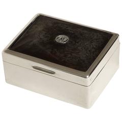 English Art Deco Sterling Silver and Faux Tortoiseshell Box
