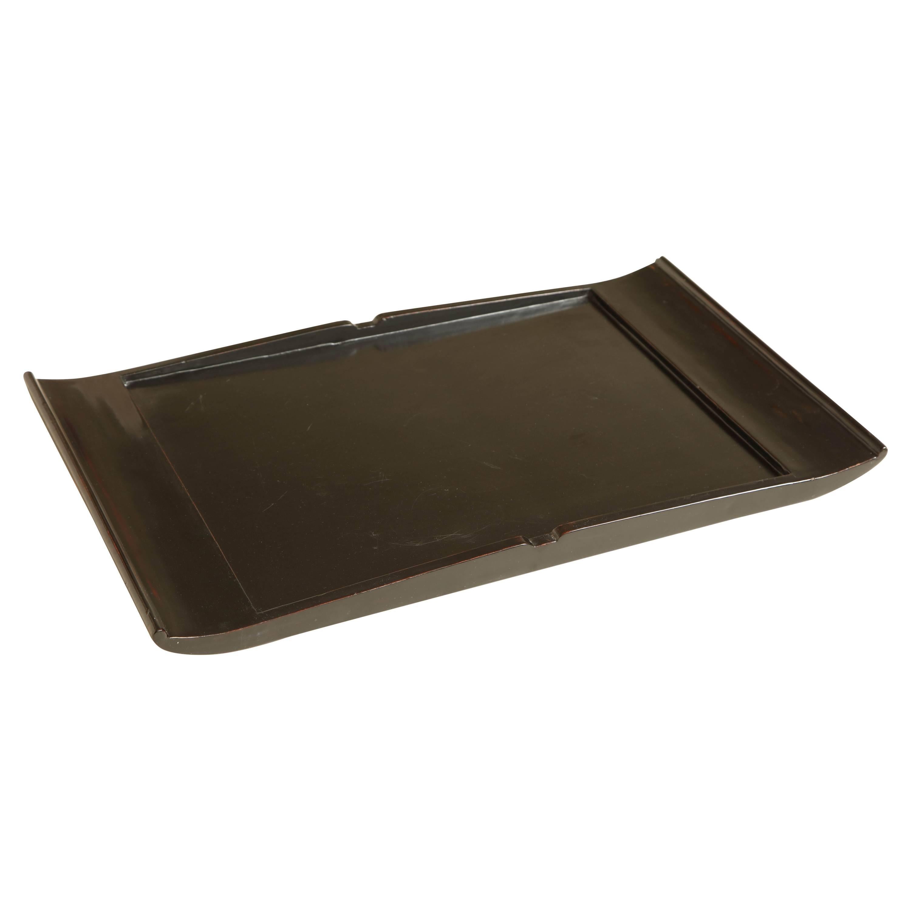 Paul Mergier French Art Deco Tray in Black Lacquered Wood For Sale
