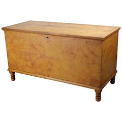Pennsylvania Yellow-Painted and Fan-Decorated Blanket Chest