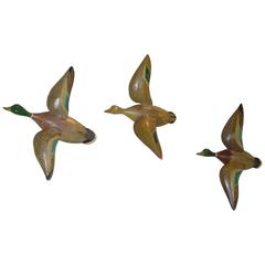 Three Diminutive Flying Mallard Decoys