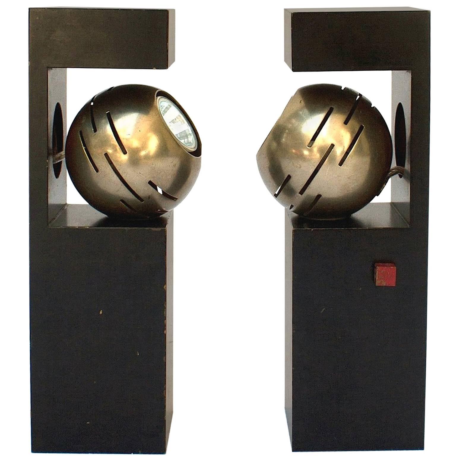 Angelo Lelii, Arredoluce, Two Table Lamps Contrast, 1962 For Sale