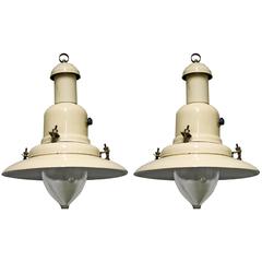 Vintage Enamel Ship Lamps with Glass, 1970s