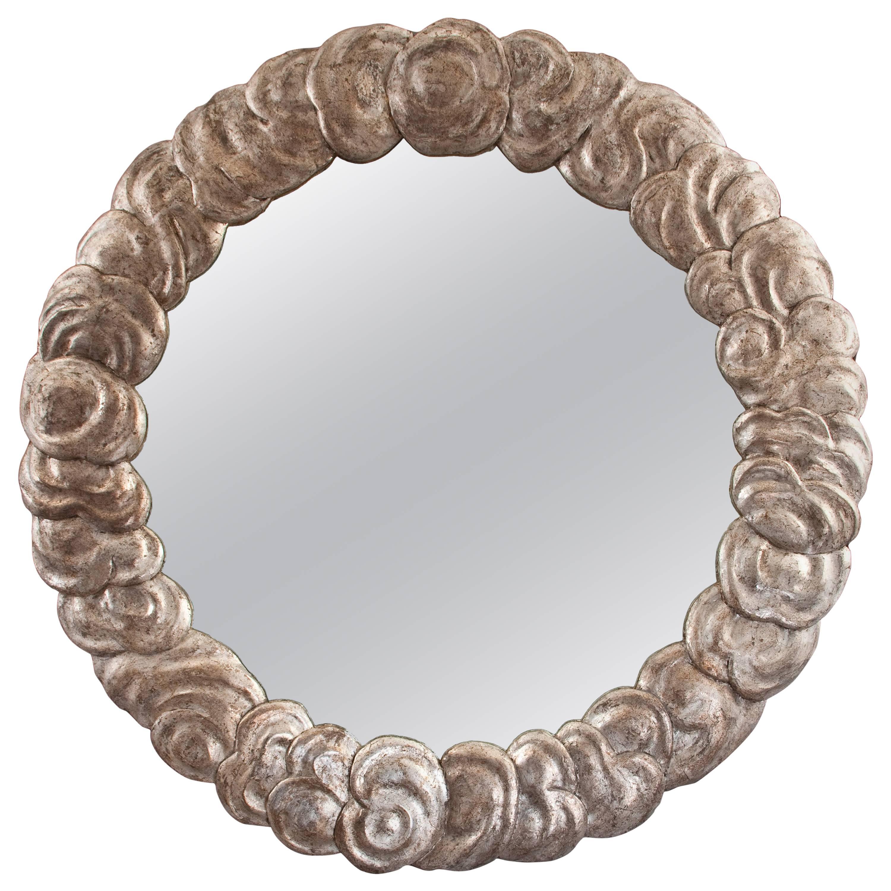 Italian Large Silvered Cloud Frame Mirror For Sale