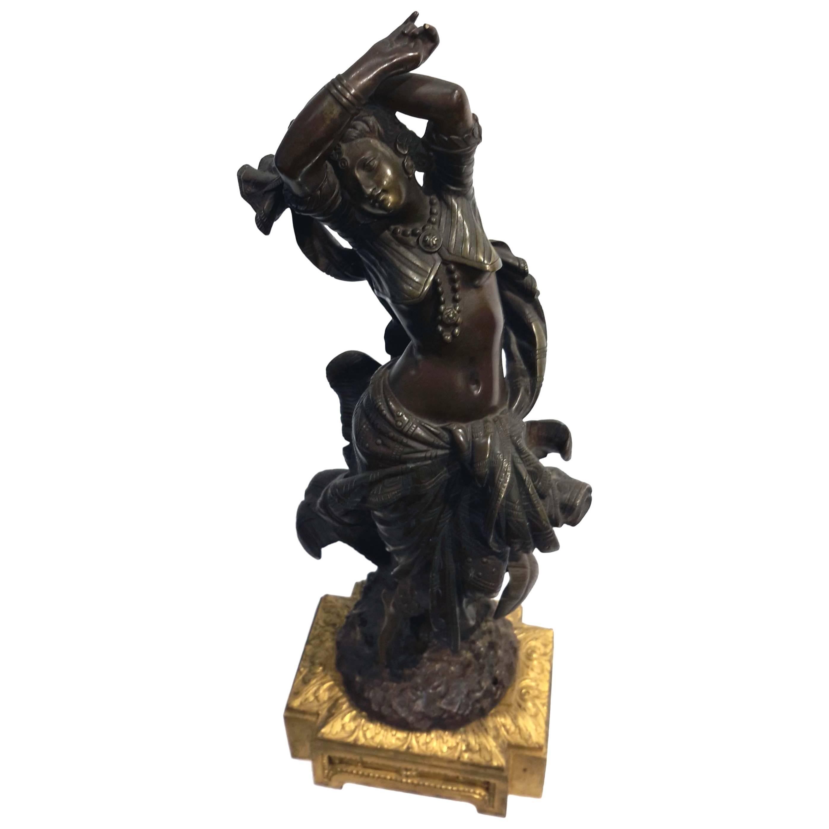 French Bronze Sculpture of Indian Dancer, 19th Century For Sale
