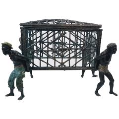 Rare Vienna Bronze Polychromed Figural Tantalus or Box