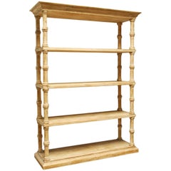 Rustic Washed Pine Four-Shelf Etagere Bookcase