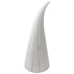 Conical Form Vetri Murano Glass Table Lamp in White and Clear Coloration