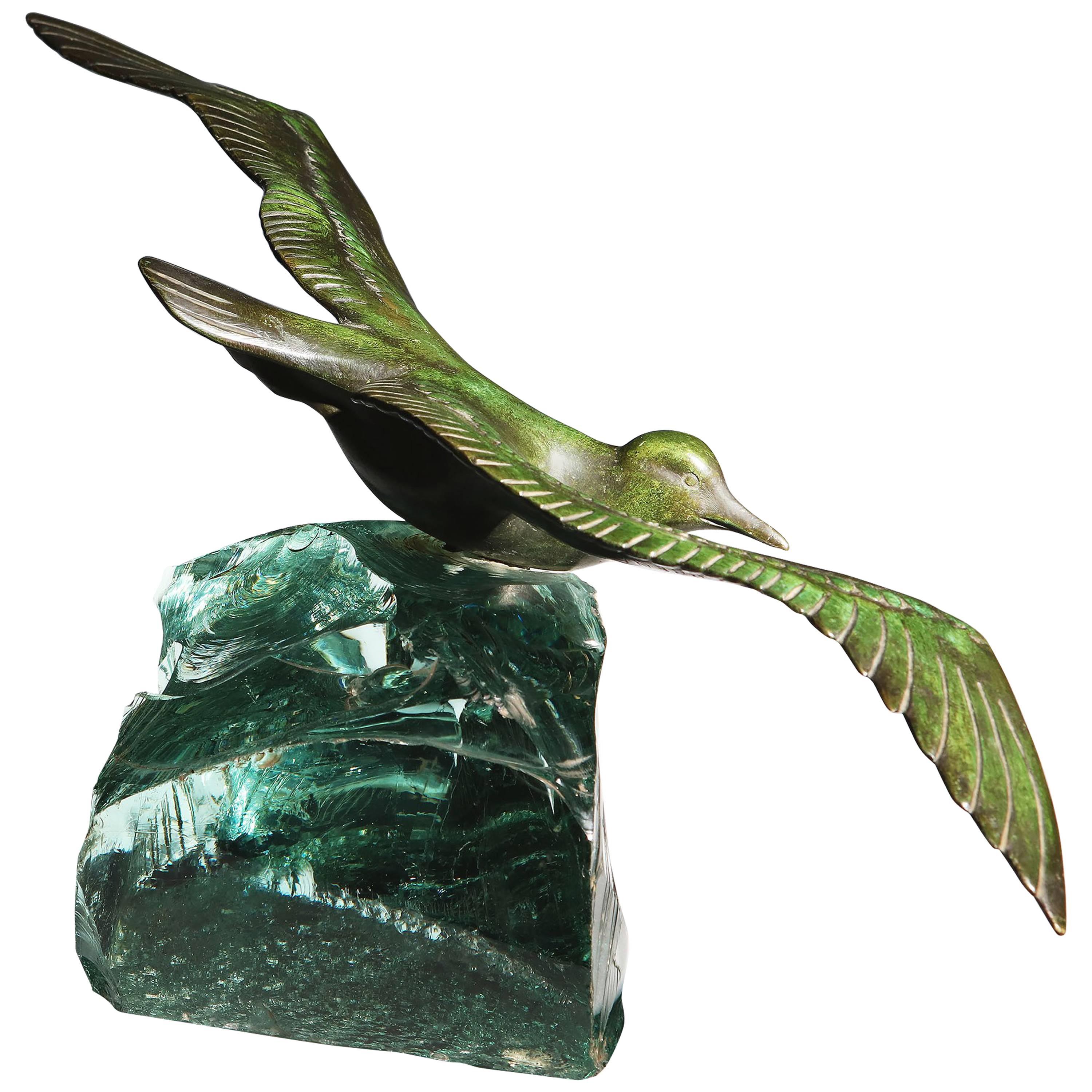 Art Deco Bronze Sculpture of a Seagull by Georges Laurent
