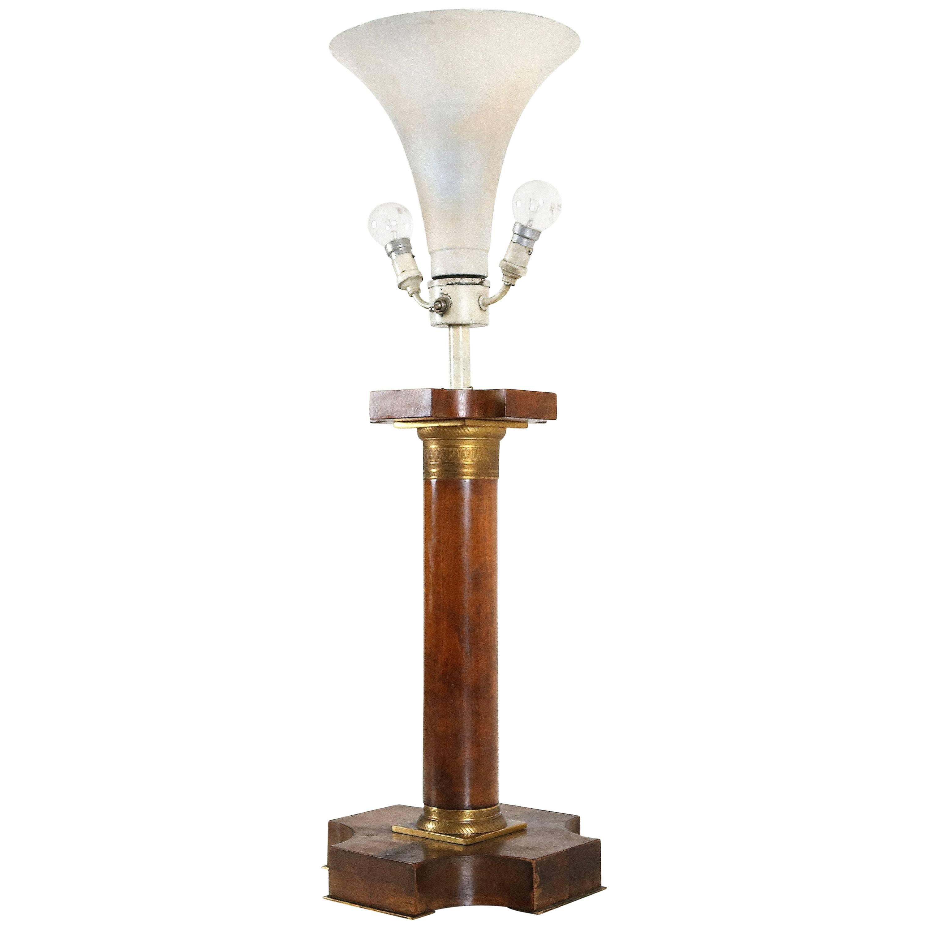 Art Deco Lamp with Corinthian Pillar For Sale