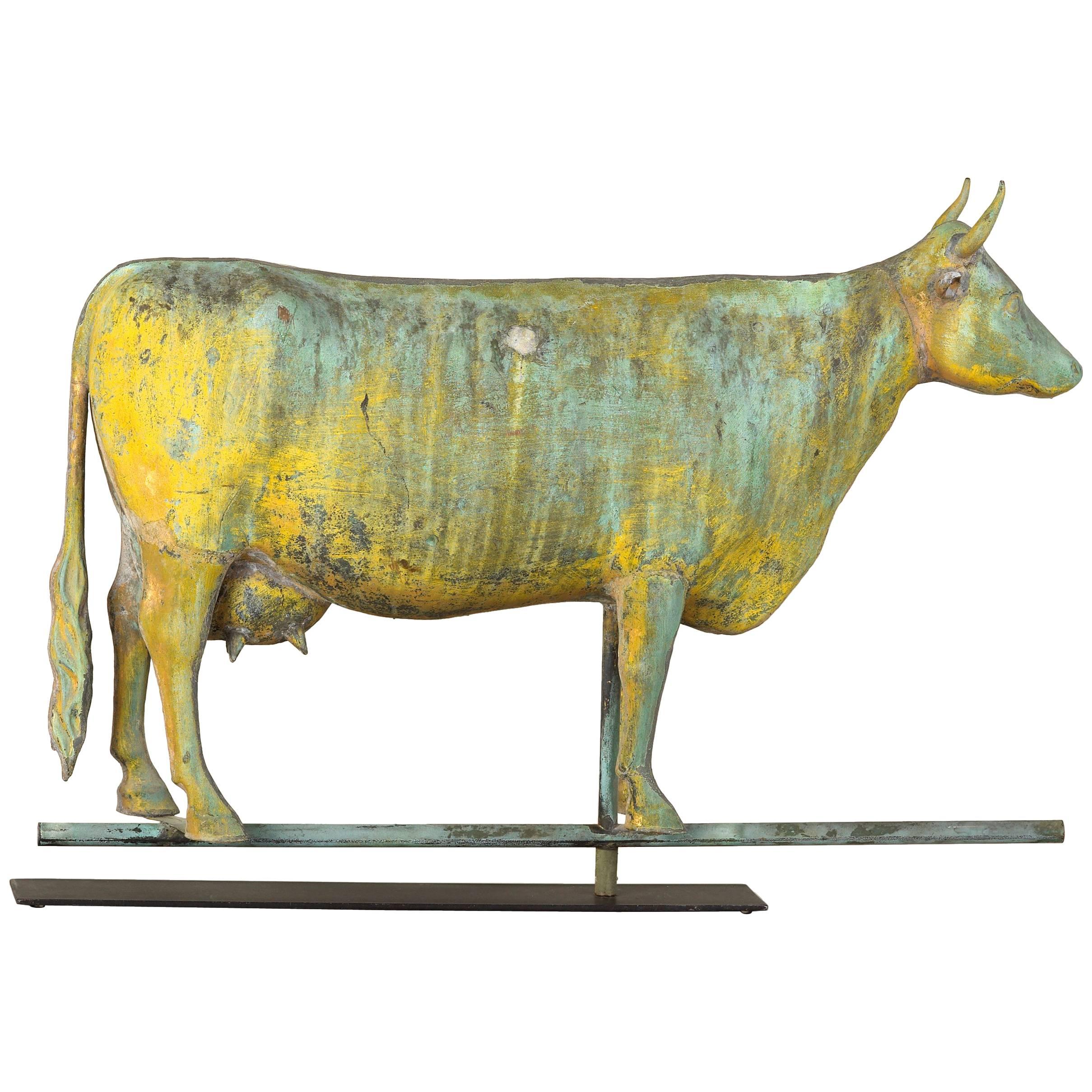 Molded Copper and Cast Zinc Cow Weathervane For Sale