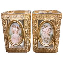 Pair of Crystal and Gilt Bronze Vases, 19th Century