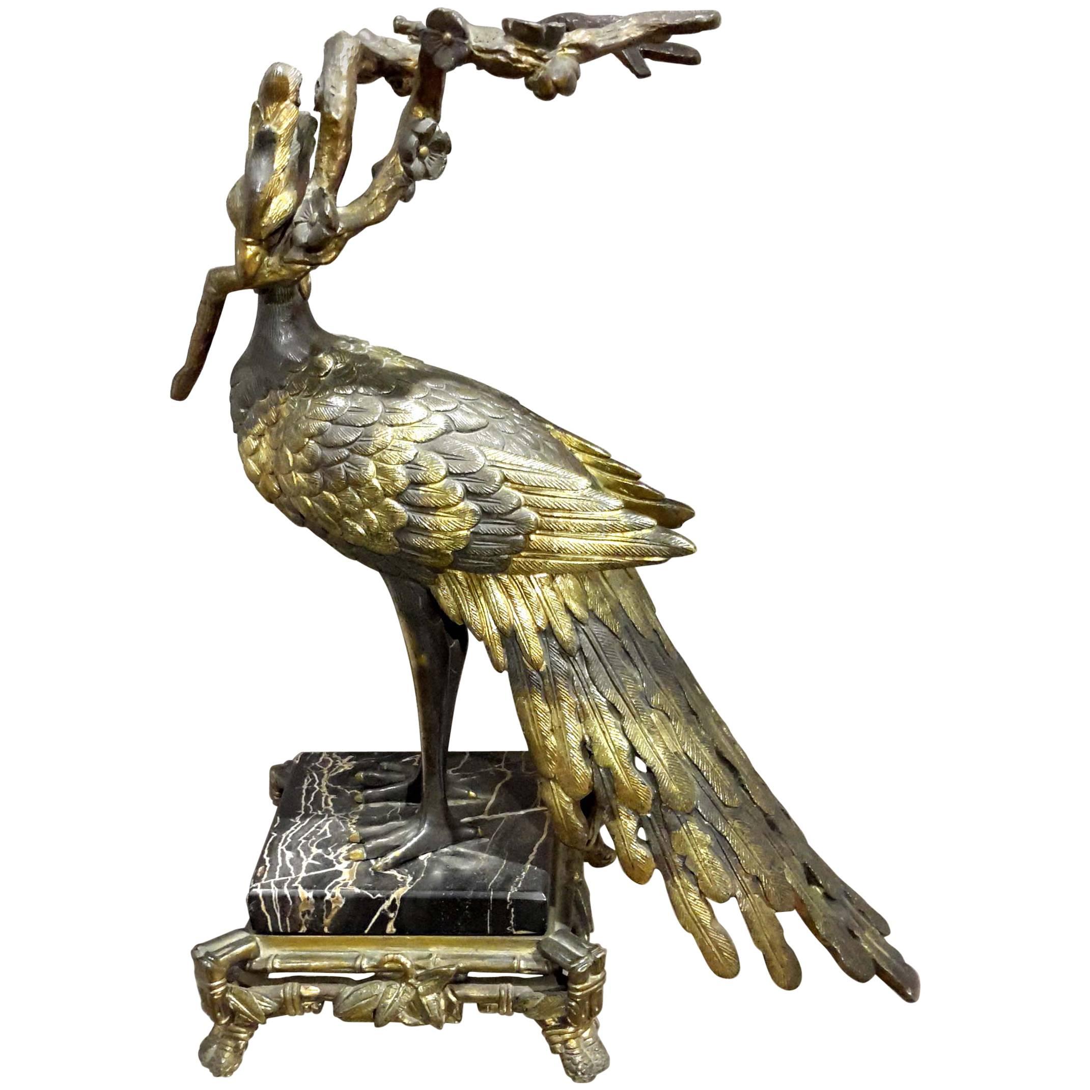 Parcel Bronze Phoenix Bird, French Japonism, 19th Century For Sale