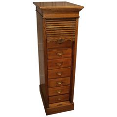Antique Oak Roller Schutter Filing Cabinet