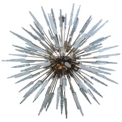 Large Nickel Finished Sputnik Chandelier with Murano Glass Spikes