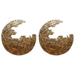 Lunar Pair of Bronze Wall Sconces by Angelo Brotto for Esperia 4