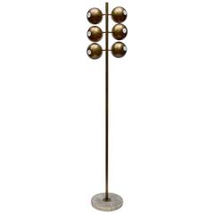 Tall Marble and Brass Six Lights Floor Lamp
