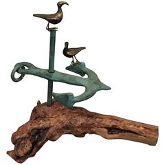 Curtis Jere Bronze Seagulls and Anchor Sculpture