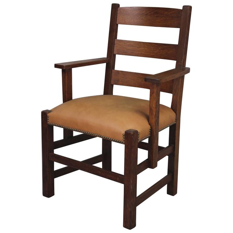 1910 Handsome Turn of the Century Oak Arts and Crafts Chair For Sale at