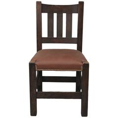 1910 Arts & Crafts Chair Newly Upholstered in Leather 8