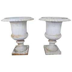 Monumental Painted Cast Iron Planters, Pair 4