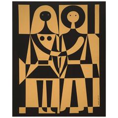 Alexander Girard Man Woman "Environmental Enrichment Panel" Fabric Art, 1971