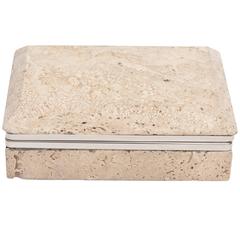 Vintage Italian Travertine Stone and Nickel Silver Hinged Box 6