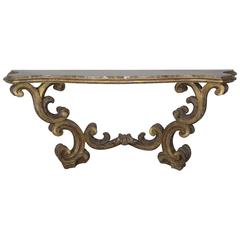 Italian Giltwood Consoles with Marble Top