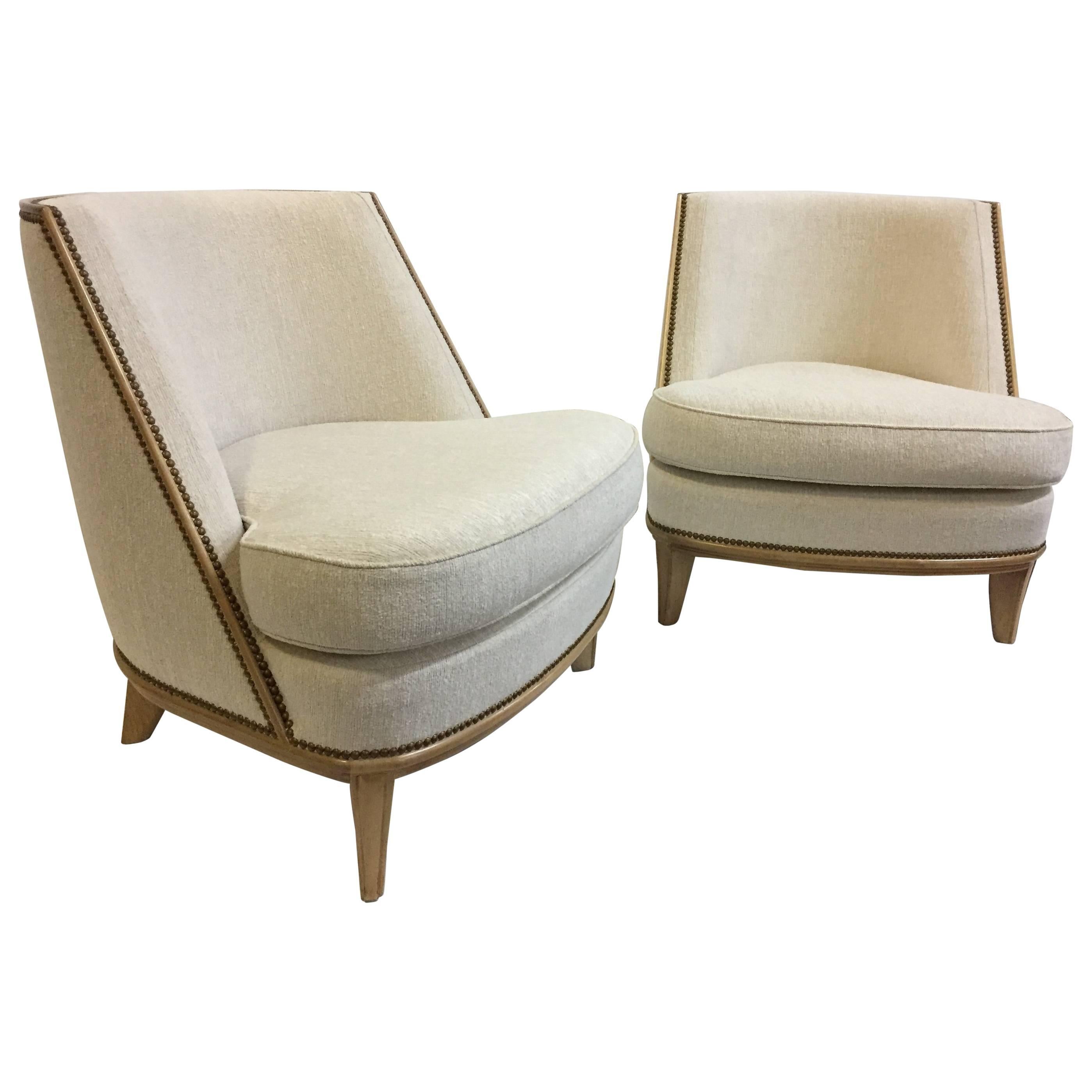 Important Art Deco Bergère Armchairs by Jean-Maurice Rothschild