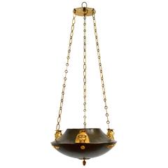 Unusual Patinated and Gilt Bronze Swedish Empire Chandelier, circa 1810-1820 10