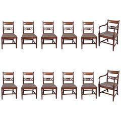 Good Set of 12 George III Period Mahogany 'Whitehaven' Pattern Dining Chairs
