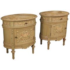 20th Century Pair of Italian Lacquered Side Tables in Louis XVI Style