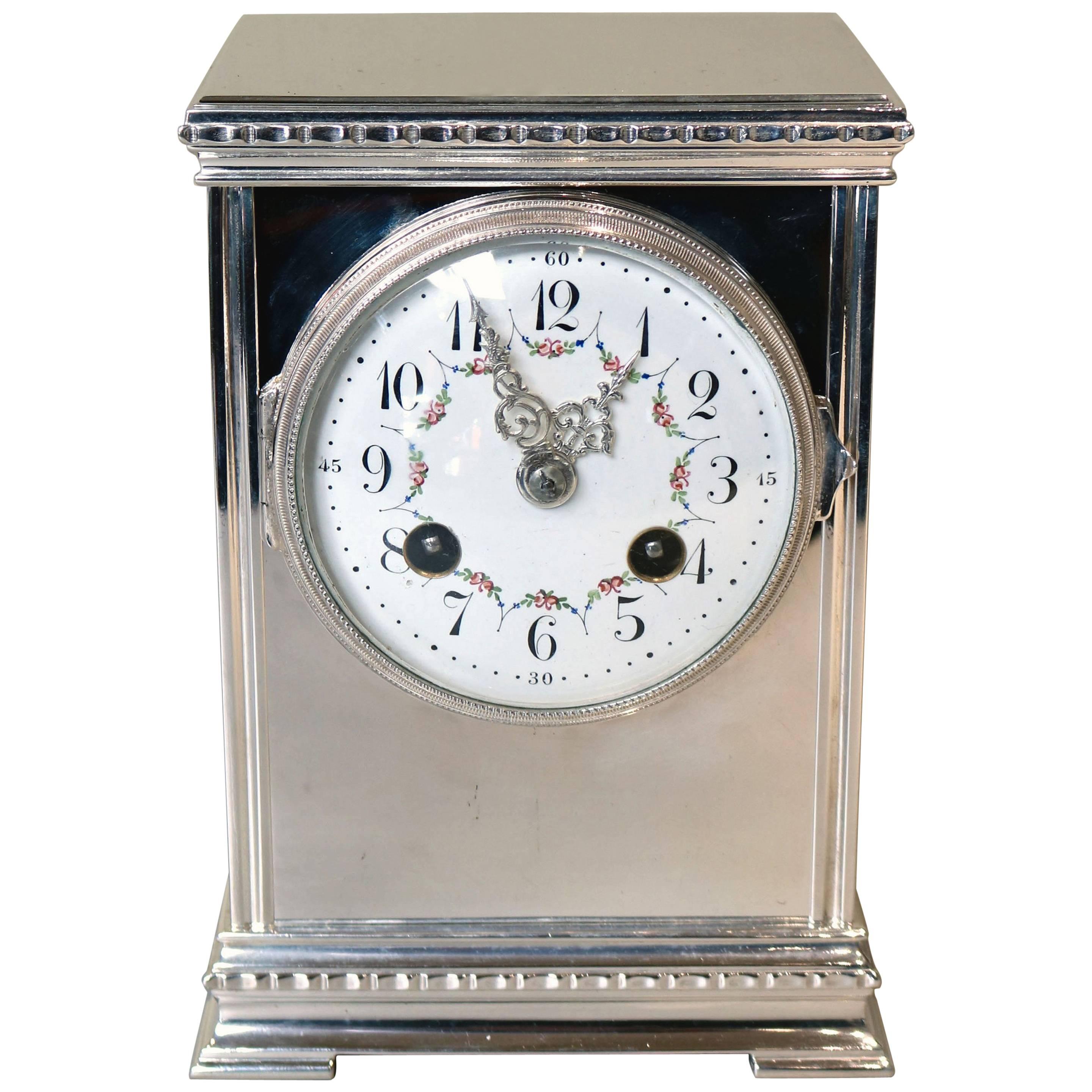 Silver Plated Striking Mantel Clock