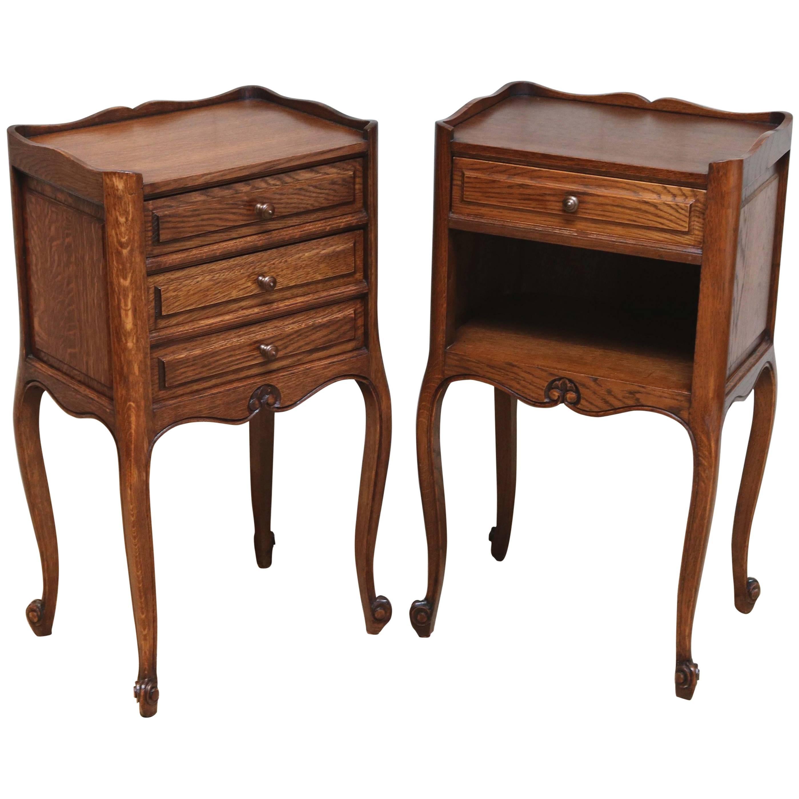 Pair of Oak Bedside Cabinets For Sale