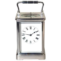 Large Silver Plated Carriage Clock
