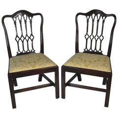 Pair of Gothic Chippendale Period Mahogany Chairs