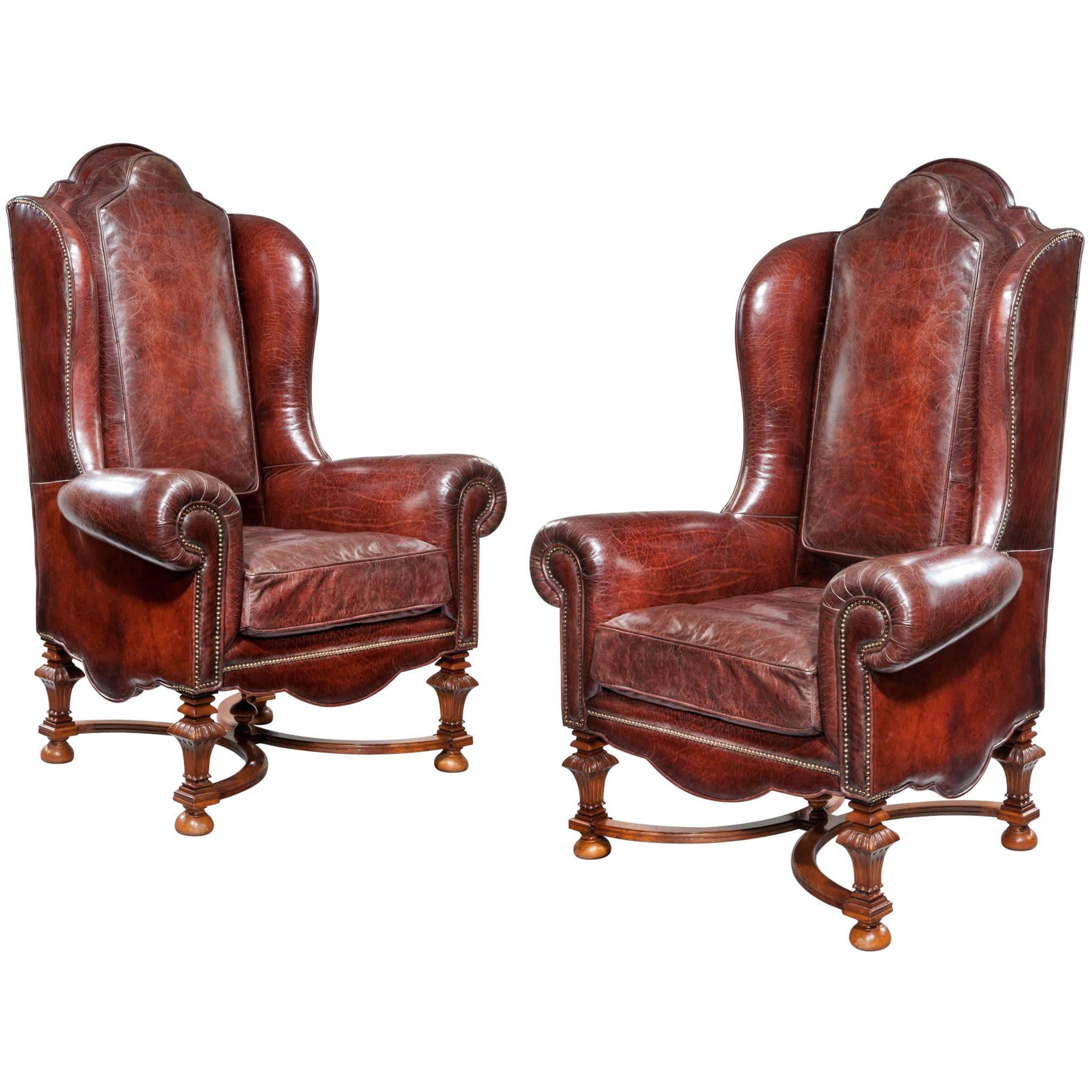 Wing Armchairs in Leather