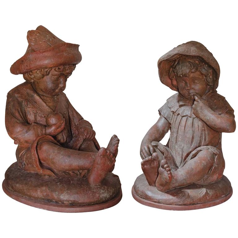 19th Century Chamotte Clay Statues For Sale at 1stdibs