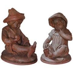 19th Century Chamotte Clay Statues 6