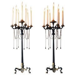 Pair of Neo-Grec Gilt Bronze Seven-Light Candelabras by Elkington, circa 1860