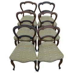 19th Century Set of Six Rosewood Cabriole Legged Chairs