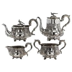 Antique Regency Solid Silver Four-Piece Tea and Coffee Set, London, circa 1835