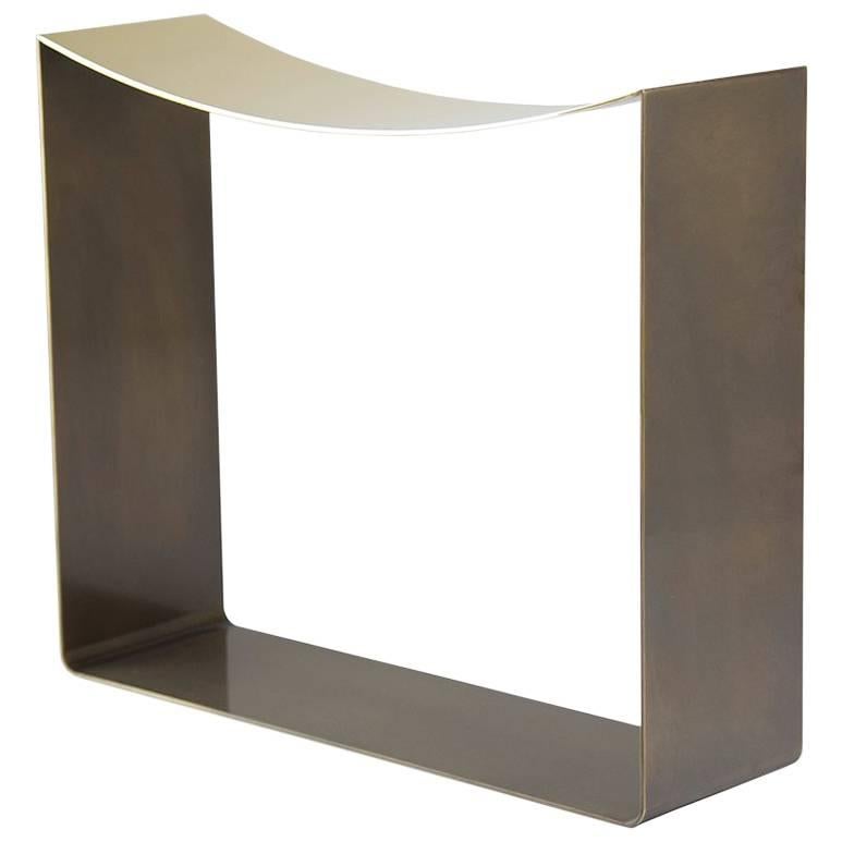 Ribbon Stool Made with Brass or Stainless Steel Body, Modern and Minimal Seating