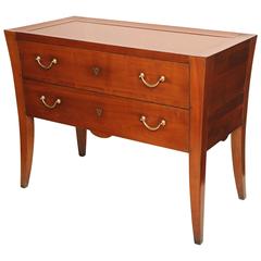 Two-Drawer French Mahogany Commode with Brass Pulls, circa 1950